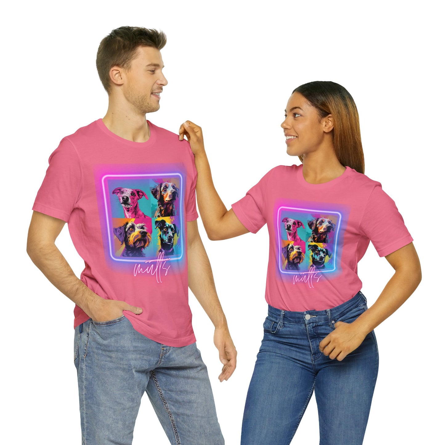 Mutts Mosaic Neon - Unisex Jersey Short Sleeve Tee