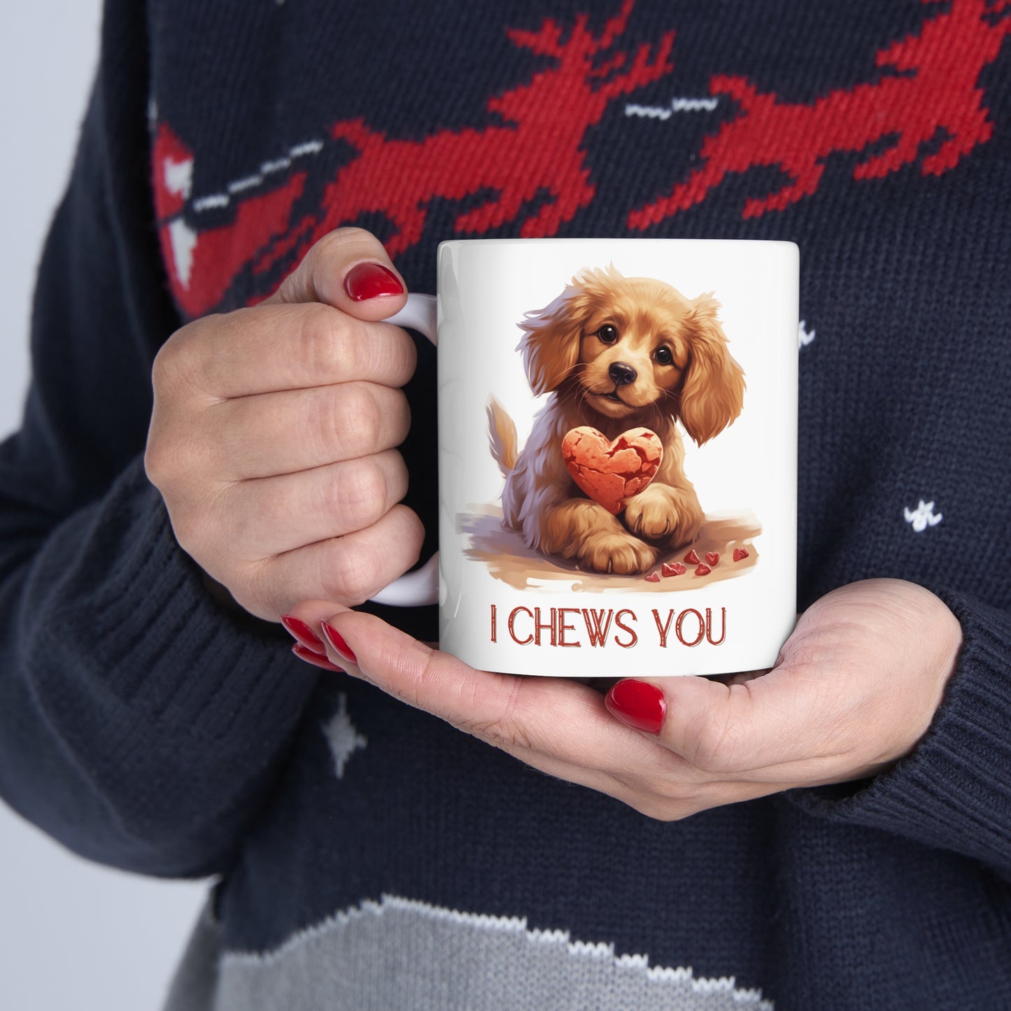 Valentines Puppy "I Chews You" - Ceramic Mug 11oz