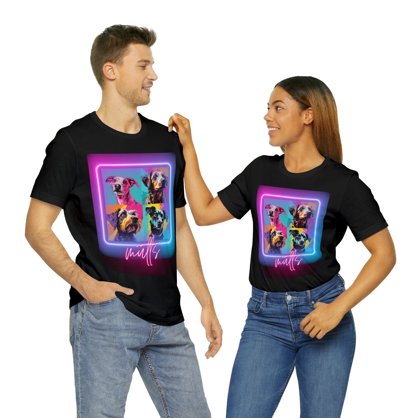 Mutts Mosaic Neon - Unisex Jersey Short Sleeve Tee