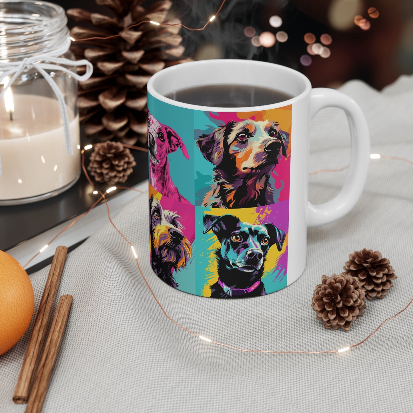 Mutt Mosaic: A Pop Art Pooch Parade Coffee Mug {Great dog lovers who also love coffee!}