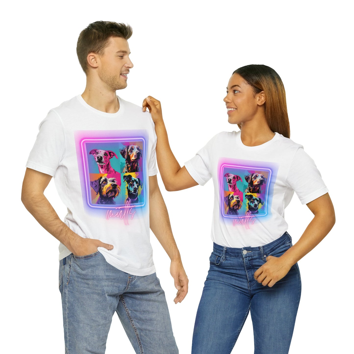 Mutts Mosaic Neon - Unisex Jersey Short Sleeve Tee